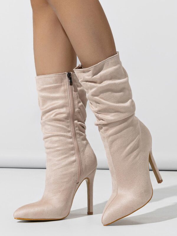 New Style Natural Wrinkle Stiletto Pointed Toe Fashion All-match Street Middle Boots - Image 7